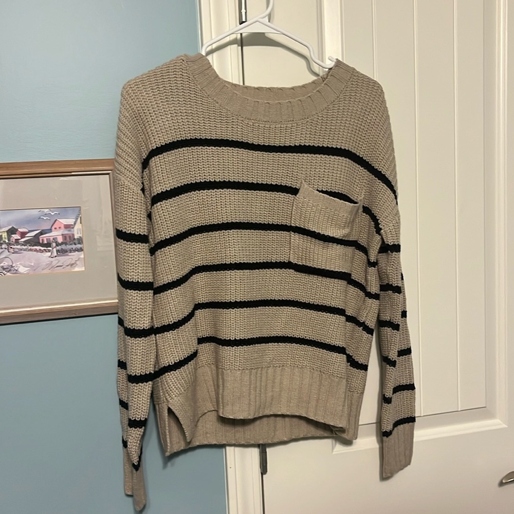 Pink Rose Striped Sweater